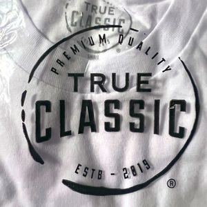 True Classic T-shirts (6) in white, black, navy, grey, slate nwt.